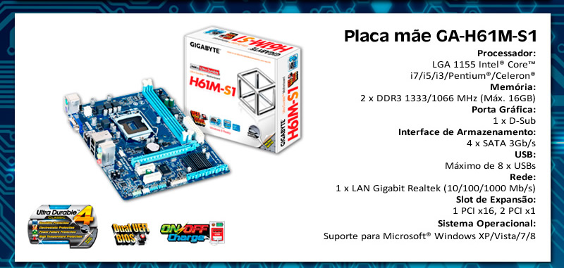 Placa mãe GA-H61M-S1