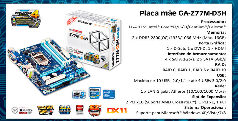 Placa mãe GA-Z77M-D3H